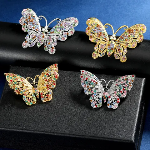 Vintage Elegante Vlinder Broche Speld Voor Vrouwen Legering Strass Emaille Vlinder Kleding Sieraden Accessoires Cadeaus