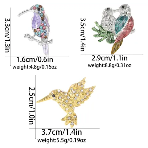 Creative Bird Brooch Pin Alloy Rhinestone Enamel Woodpecker Hummingbird Corsage Personalized Fashion Jewelry Gift For Women Men Daily Decoration