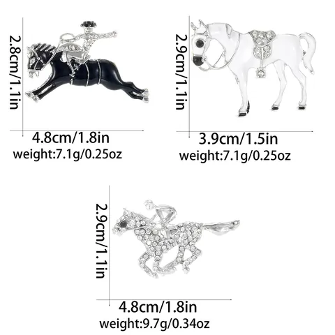 Vintage Enamel Horse Brooch For Women Men Alloy Rhinestone Equestrian Knight Pin Fashion Jewelry Decoration Gift