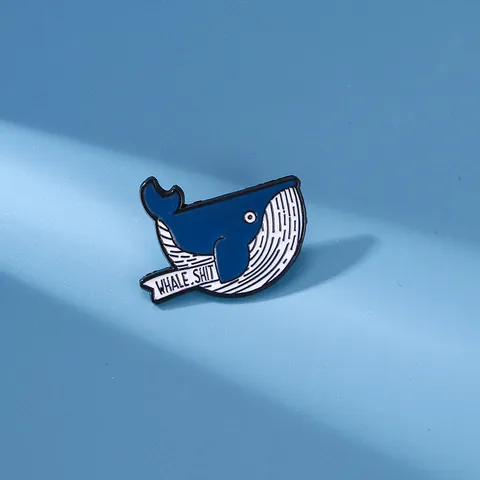 Leuke Cartoon Walvis Legering Emaille Brosche Grappige Brief Slogan Dier Badge Reversspeld Voor Kleding Tas Decor Accessoires