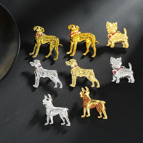Broche Chien en Alliage de Strass Vintage Mignon Chiot Animal Épingle de Revers pour Femmes Hommes Bijoux de Mode Cadeau Accessoire Quotidien