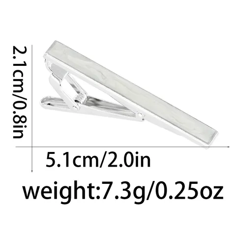 Men's Business Alloy Tie Clip With White Marble Texture Inlay Gold Silver Plated Tie Bar For Necktie Formal Wedding Accessory