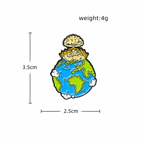 Broche en Émail Créative Terre Nuage de Champignon Badge en Alliage Protection de l'Environnement pour Vêtements Sac à Dos Accessoires Bijoux Cadeau