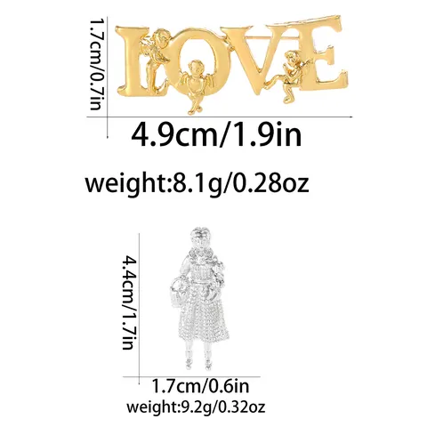 Mode Zinklegierung Brosche LOVE Buchstabe Cupido Engel Klassische Mädchenform Gold Silber Brosche Schmuck Damen Party Geschenk