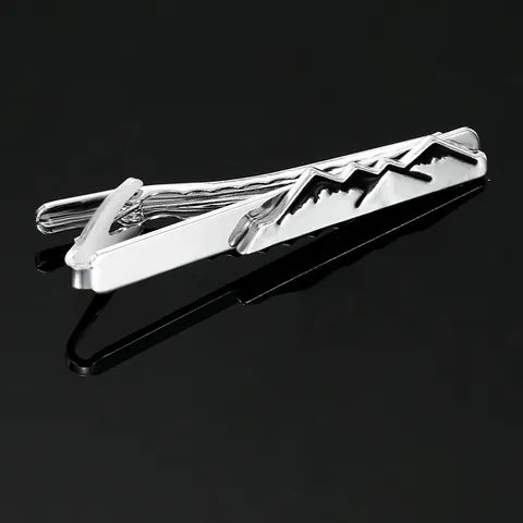 Men Fashion Silver Alloy Tie Clip With Mountain Silhouette Minimalist Business Suit Accessory For Men Jewelry Necktie Clip