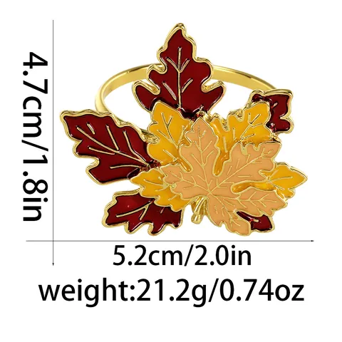 Maple Leaf Napkin Rings Alloy Enamel Autumn Leaf Napkin Buckle For Thanksgiving Halloween Table Decorations Dinner Party Decor
