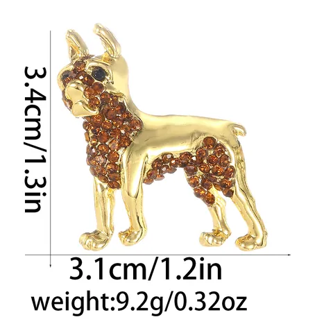 Broche Chien en Alliage de Strass Vintage Mignon Chiot Animal Épingle de Revers pour Femmes Hommes Bijoux de Mode Cadeau Accessoire Quotidien