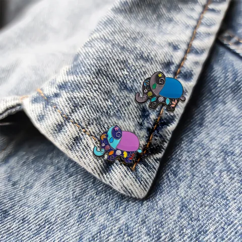 Bohemian Elephant Enamel Brooch Alloy Ethnic Style Floral Drip Oil Animal Pin For Backpack Clothes Decor Accessory For Unisex