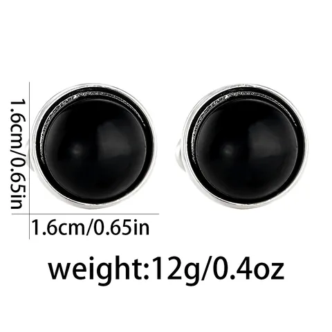 Minimalist Round Gemstone Cufflinks For Men Fashion Alloy Crystal Shirt Cuff Links Accessories For Wedding Business Party Office