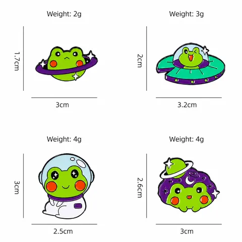 Pins de Esmalte de Rana Espacial Diseños de Ovnis Astronautas Planetas Estrellas Broche de Aleación Insignias para Mochilas Ropa Accesorios