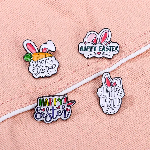 Pasen Konijn Wortel Emaille Broche Pin Cartoon Legering Happy Easter Badge Voor Kleding Tas Decoratie Cadeau Voor Kinderen Volwassenen