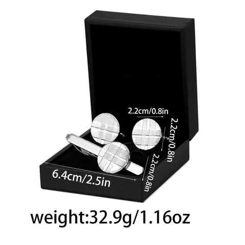 Set de Pisa Corbatas y Gemelos de Aleación para Hombre Estilo Negocios Patrón Geométrico de Rayas Accesorios de Camisa Formal para Boda Oficina