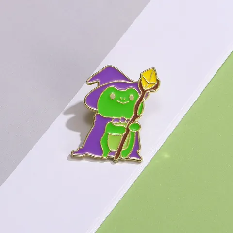 Cute Cartoon Frog Wizard Enamel Pin Brooch Alloy Wizard Frog Badge Accessory For Clothing Backpack Bag Hat Jewelry Gift