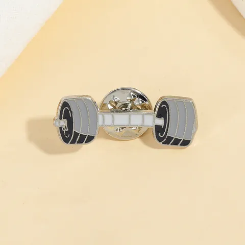 Alloy Enamel Dumbbell Barbell Brooch Pin Cute Cartoon Fitness Sports Badge For Clothes Backpack Decor Men Women Jewelry