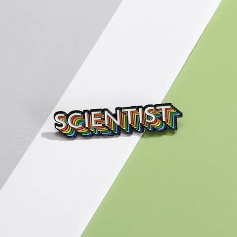 Creative Rainbow Scientist Lettering Enamel Pin Alloy Drip Oil Brooch Personalized Badge For Backpack Clothing Accessory Unisex Jewelry