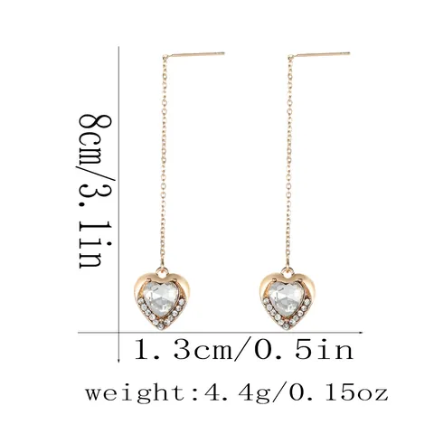 Eleganti Orecchini a Pendente in Lega con Zircone e Perla Artificial Catena Lunga Farfalla Cuore Luna Stella per Donna Gioielli di Moda