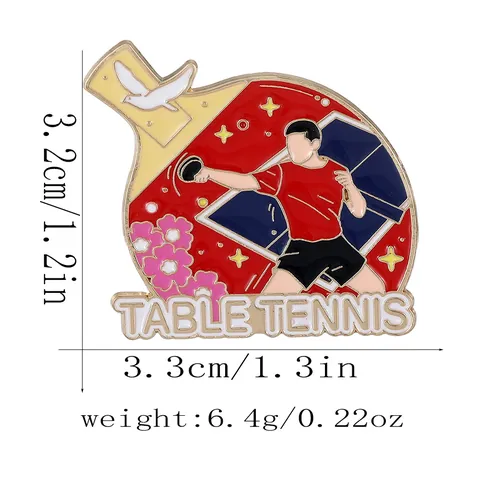 Cartoon Sports Enamel Pin Alloy Drip Oil Brooch Backpack Clothing Ping Pong Football Athlete Badge Jewelry Gift Unisex Accessory