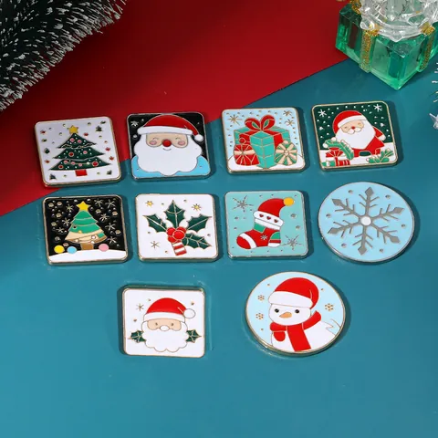 Aimants de Réfrigérateur de Noël en Alliage de Zinc Émail Dessin Animé Père Noël Sapin de Noël Flocon de Neige Aimant Maison