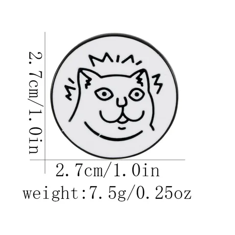Spilla in Smalto a Forma di Gatto Animato Distintivo in Metallo Bianco Nero per Borse Abbigliamento Gioielli Carini in Stile Giapponese