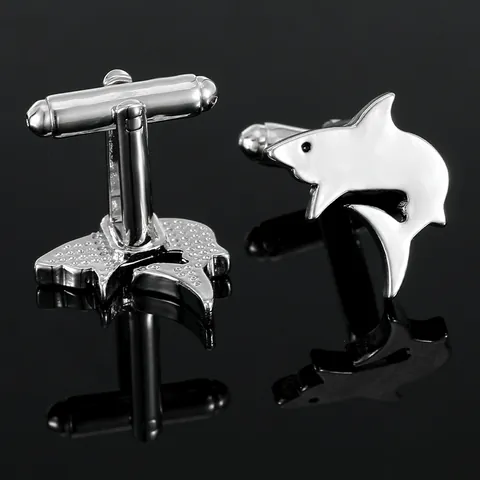 Boutons de Manchette Requin pour Hommes en Alliage Métallique Animal Accessoires de Chemise d'Affaires Bijoux de Mode Argent