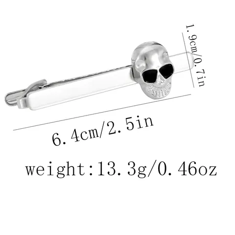 Punk Skull Head Tie Clip Silver Alloy Metal Tie Bar For Men Business Formal Suit Decoration Gothic Fashion Accessory