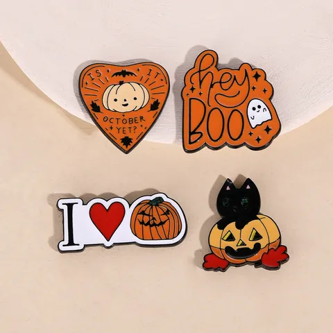 Broches Magnéticos de Esmalte de Halloween Calabaza Fantasma Gato Negro Aleación de Zinc Goteo de Aceite Pines Festivos para Decoración de Ropa