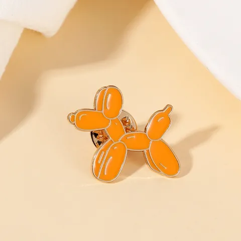 Trendy Orange Balloon Dog Enamel Pin Geometric Alloy Brooch For Backpack Clothing Accessories Decorative Gift For Women Men