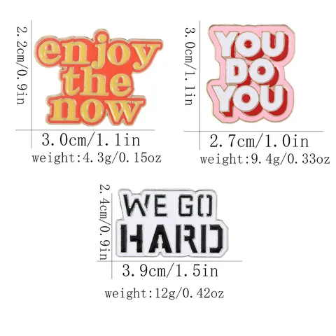 Alphabet Enamel Brooches Alloy Motivational Quotes Pins Clothing Bag Accessories Minimalist Streetwear Jewelry Gift Unisex