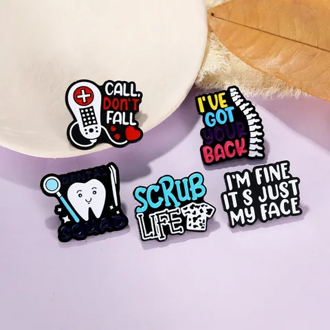Cartoon Medical Enamel Pin Alloy Funny Dental Squad Scrub Life Brooch For Nurse Doctor Dentist Student Jewelry Badge