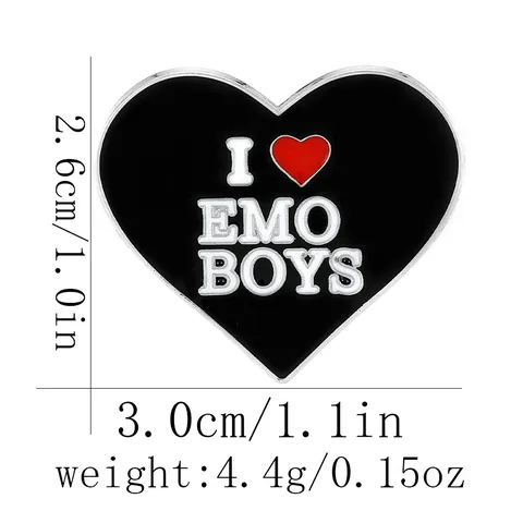 Spilla a Forma di Cuore in Smalto Con Scritta I Love Emo Boys Distintivo in Lega Punk Stile Gioielli per Zaino