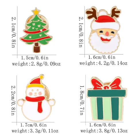 Broche de Esmalte de Aleación de Dibujos Animados de Navidad Papá Noel Muñeco de Nieve Árbol de Navidad Caja de Regalo Insignia Decoración