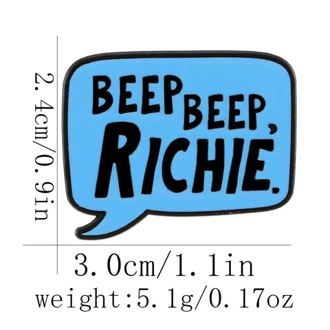 Speech Bubble Enamel Pin BEEP BEEP RICHIE Personalized Alloy Dialogue Box Brooch Badge For Clothing Bags Jewelry Gift