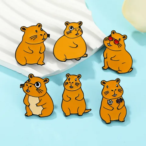 Cute Cartoon Capybara Enamel Pin Alloy Animal Brooch For Backpack Clothing Decoration Creative Birthday Gift For Men Women