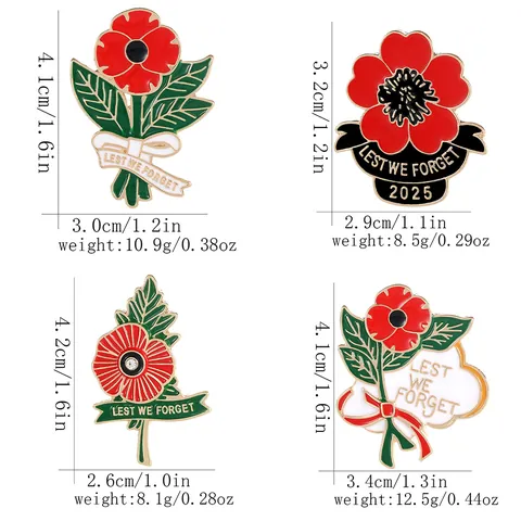 Red Poppy Enamel Pin Brooch Lest We Forget Anniversary Memorial Badge Jewelry Gift For Women Men Clothes Bag Decoration 2025