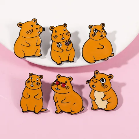 Cute Cartoon Capybara Enamel Pin Brooch Alloy Animal Lapel Badge Decor For Backpack Clothing Accessories Gift Women Men