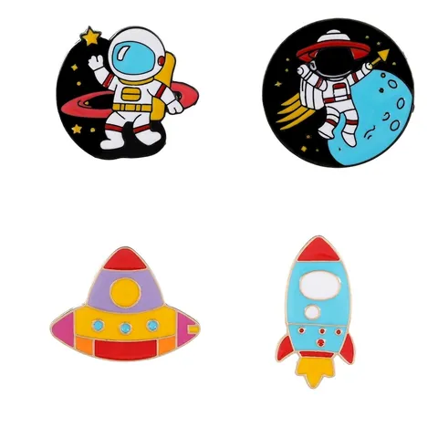 Pin de Esmalte Temático Espacial de Astronauta Creativo Insignia de Metal Broche de OVNI Cohete Planeta Para Ropa Bolsa Accesorios Joyería Regalo Unisex