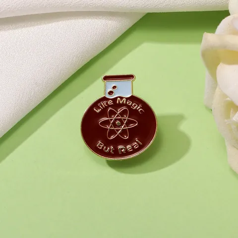 Science Lab Beaker Enamel Pin Like Magic But Real Atomic Symbol Alloy Brooch For Backpack Clothing Accessories Unisex Gift