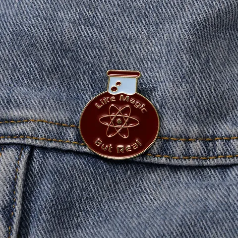 Science Lab Beaker Enamel Pin Like Magic But Real Atomic Symbol Alloy Brooch For Backpack Clothing Accessories Unisex Gift