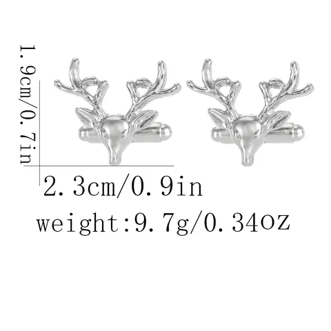 Men's Retro Deer Head Cufflinks Alloy Antler Design Shirt Cuff Links For Business Wedding Formal Occasions Accessories