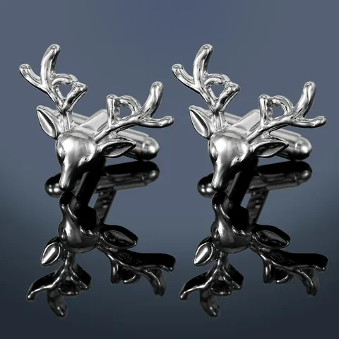 Men's Retro Deer Head Cufflinks Alloy Antler Design Shirt Cuff Links For Business Wedding Formal Occasions Accessories