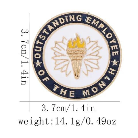 Hervorragender Mitarbeiter Des Monats Emaille Brosche Metall Fackel Pin Badge Für Büro Anerkennung Auszeichnung Jubiläums Schmuck