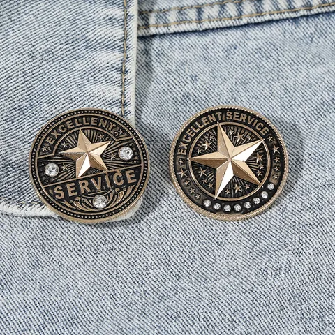 Spilla a Distintivo in Lega Vintage Stella Medaglia Excellent Service Con Strass Spilla Commemorativa Per Regalo Dipendenti Gioielli Unisex