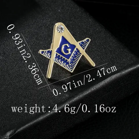 Maçonnieke Passer Winkelhaak Letter G Manchetknopen Dasspeld Reversspeld Set Goud Blauw Emaille Heren Zakelijke Accessoires