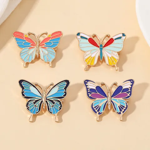 Juego de Broches de Mariposa de Esmalte Aleación Insignia de Animal Joyas Para Mochila Accesorios de Ropa Regalo