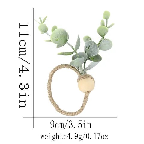 Portatovaglioli Artigianali Foglia di Eucalyptus Con Perle di Legno Corda di Canapa Rustici Nordici per Matrimonio Hotel Casa Decorazione Tavola