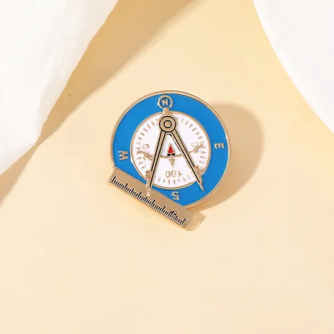 Vintage Alloy Enamel Compass Drafting Tools Brooch Pin Niche Design Ruler Scale Badge Jewelry Gift For Men Women