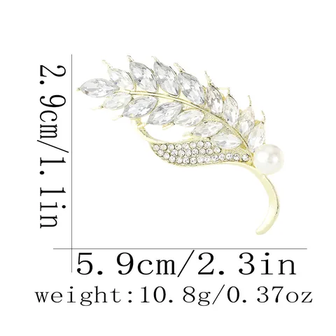 Broche de Aleación de Lujo con Strass para Mujer Vintage Espiga de Trigo Mariposa Lazo Perla Artificial de Imitación Elegante Joyería de Boda