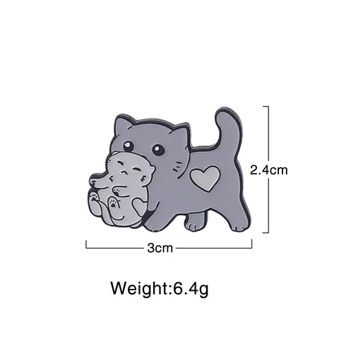Süße Cartoon Katze Mit Kätzchen Emaille Pin Legierung Brosche Heilende Tier Herz Abzeichen Schmuck Für Damen Herren Kinder