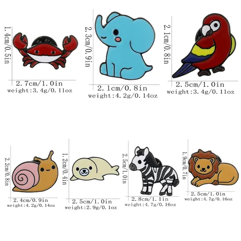 Süße Cartoon Tier Emaille Anstecknadel Legierung Zebra Elefant Löwe Schnecke Brosche Abzeichen Für Kleidung Rucksack
