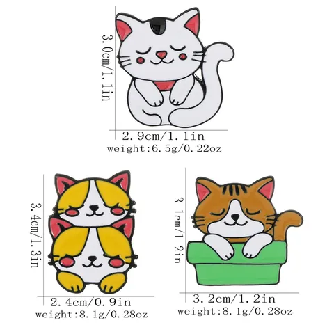 Set de Pins Esmaltados de Gatos de Dibujos Animados Creativos Insignias de Aleación de Animales para Ropa y Mochilas Regalo